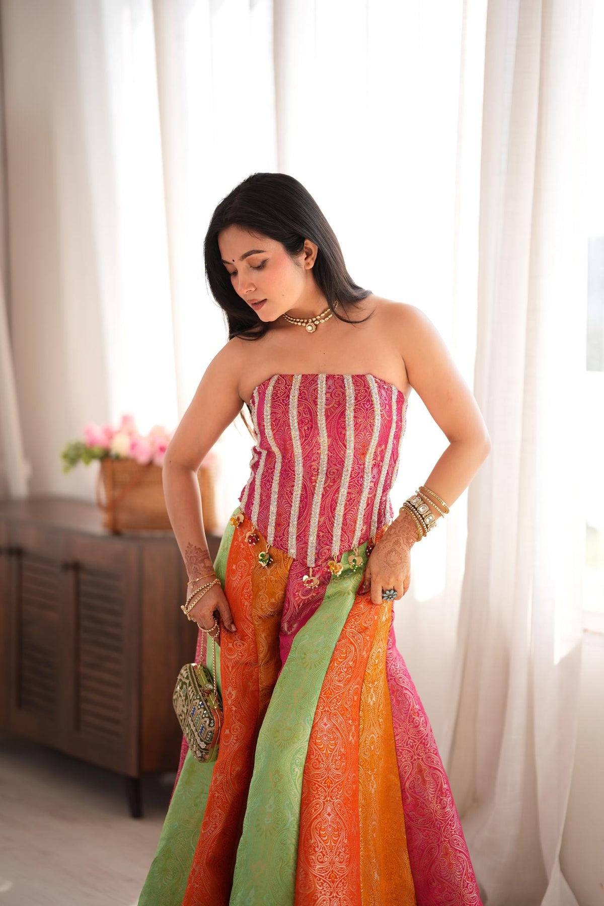 Rangvilas Brocade Corset Set
