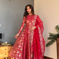 Rangrej Red Noor Anarkali Set