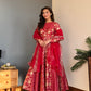 Rangrej Red Noor Anarkali Set