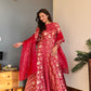 Rangrej Red Noor Anarkali Set