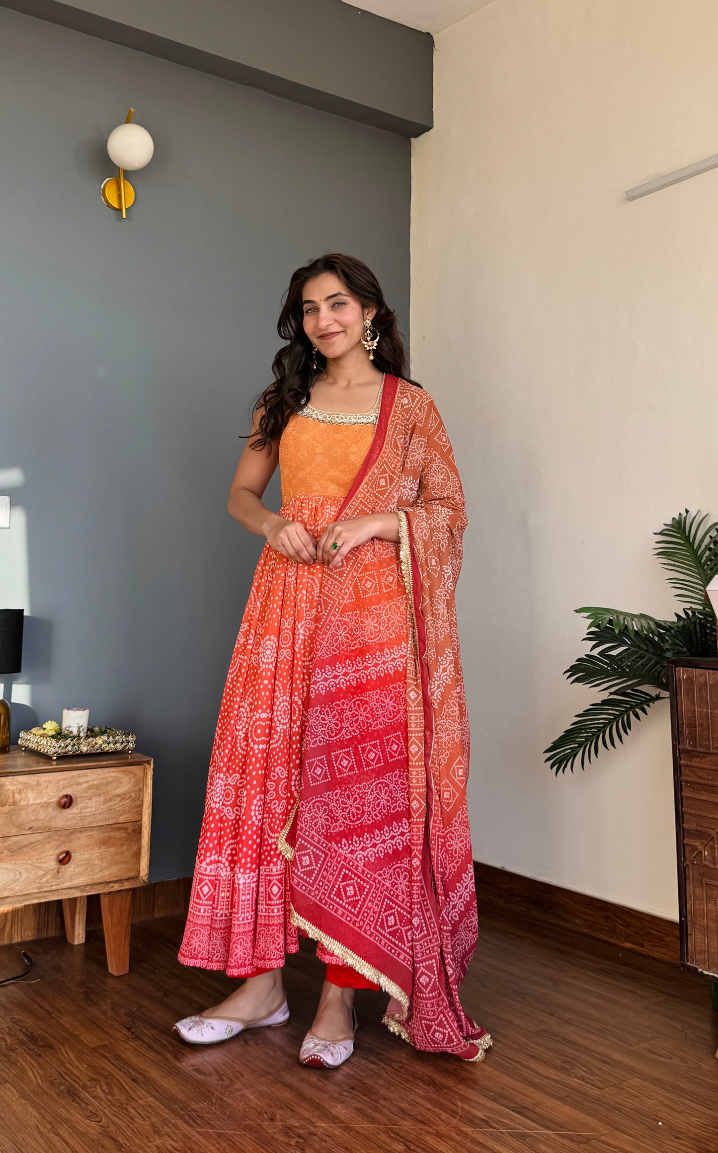 Rangriti Bandhani Anarkali Set