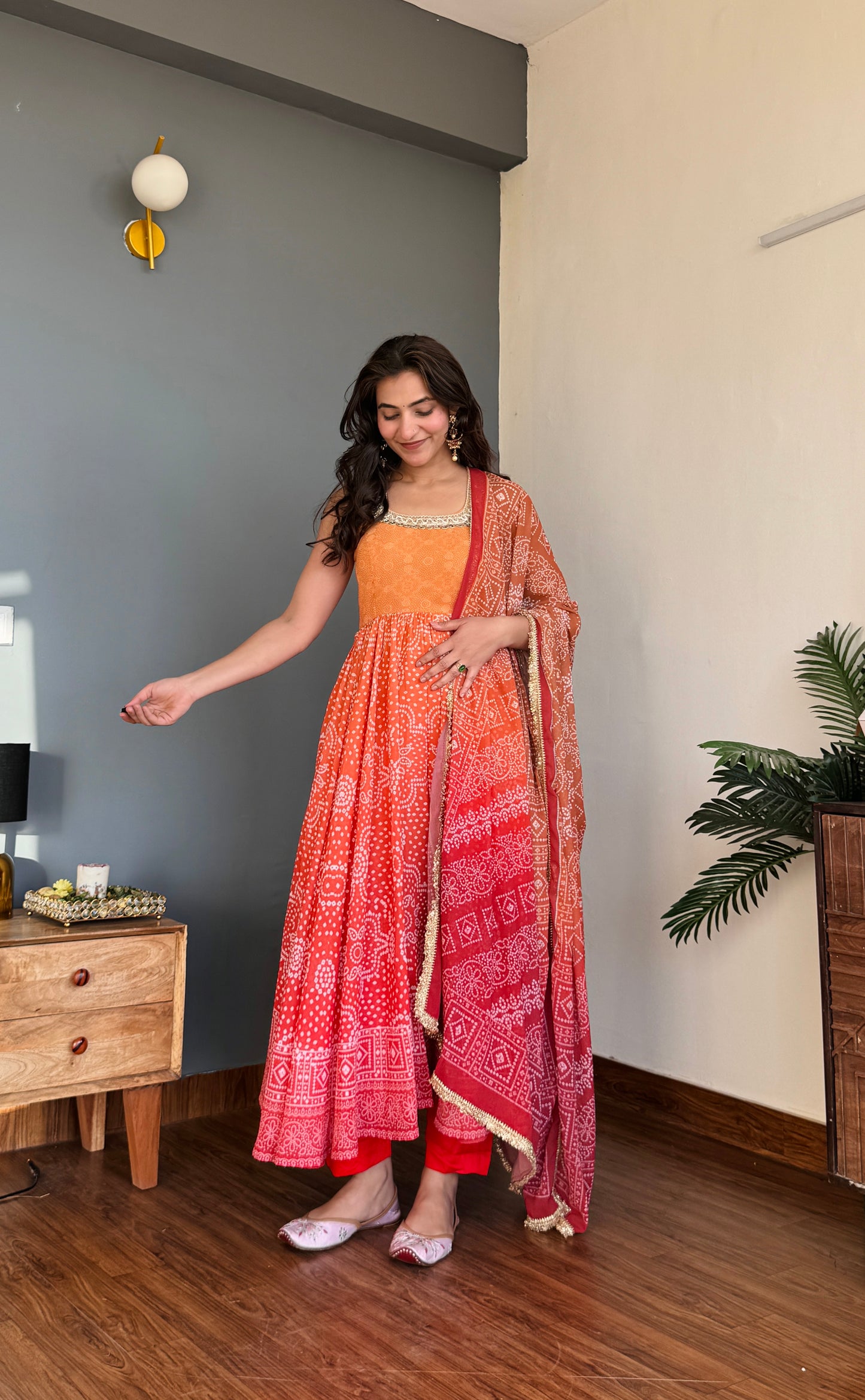 Rangriti Bandhani Anarkali Set