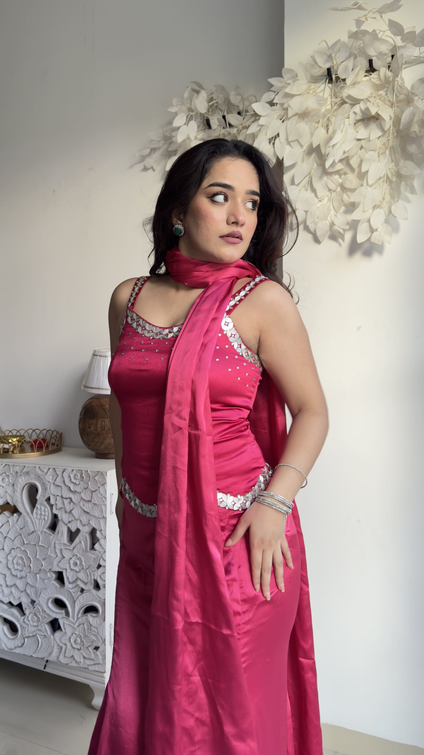 Strawberry Cord Set with Dupatta