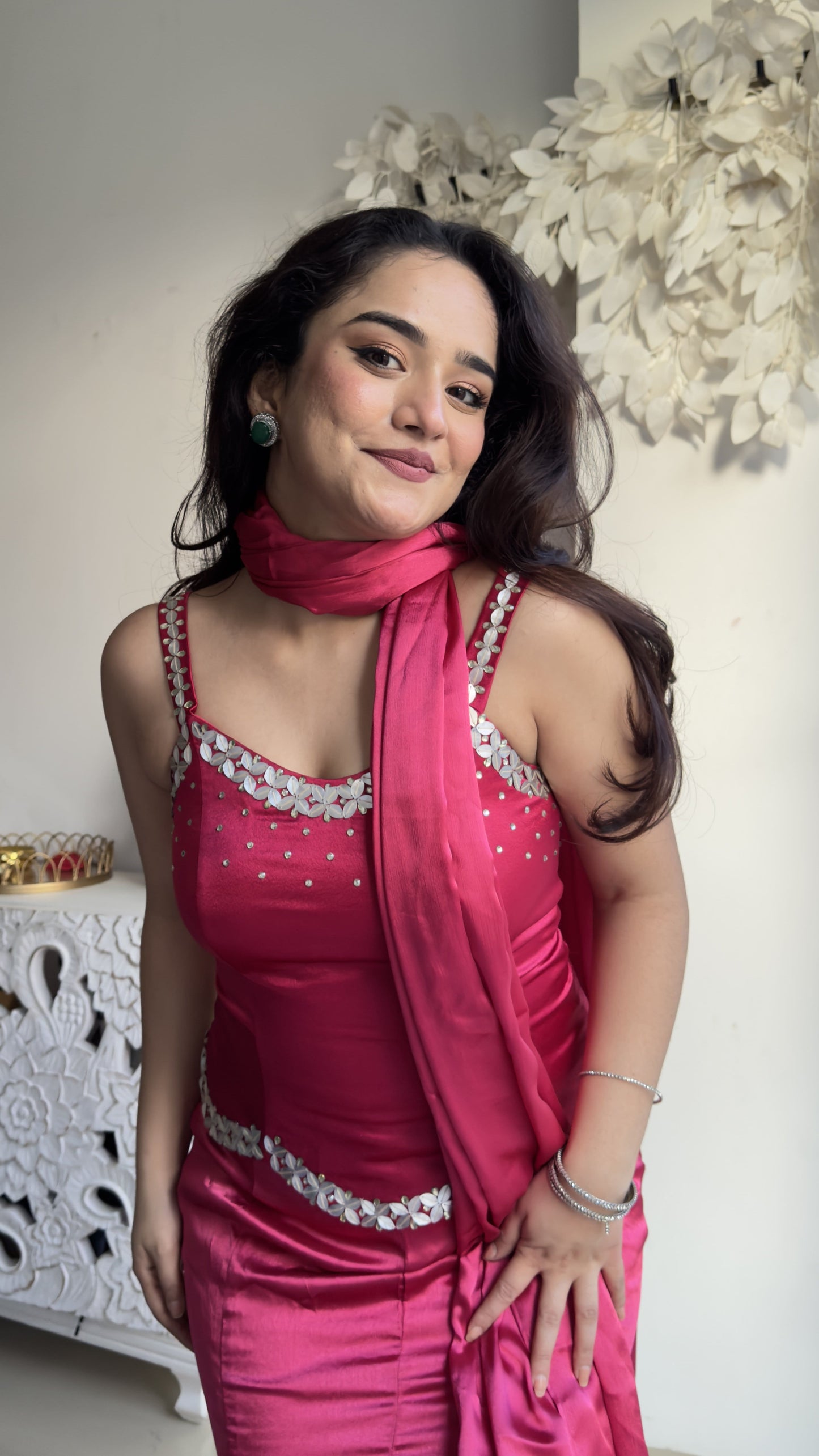 Strawberry Cord Set with Dupatta