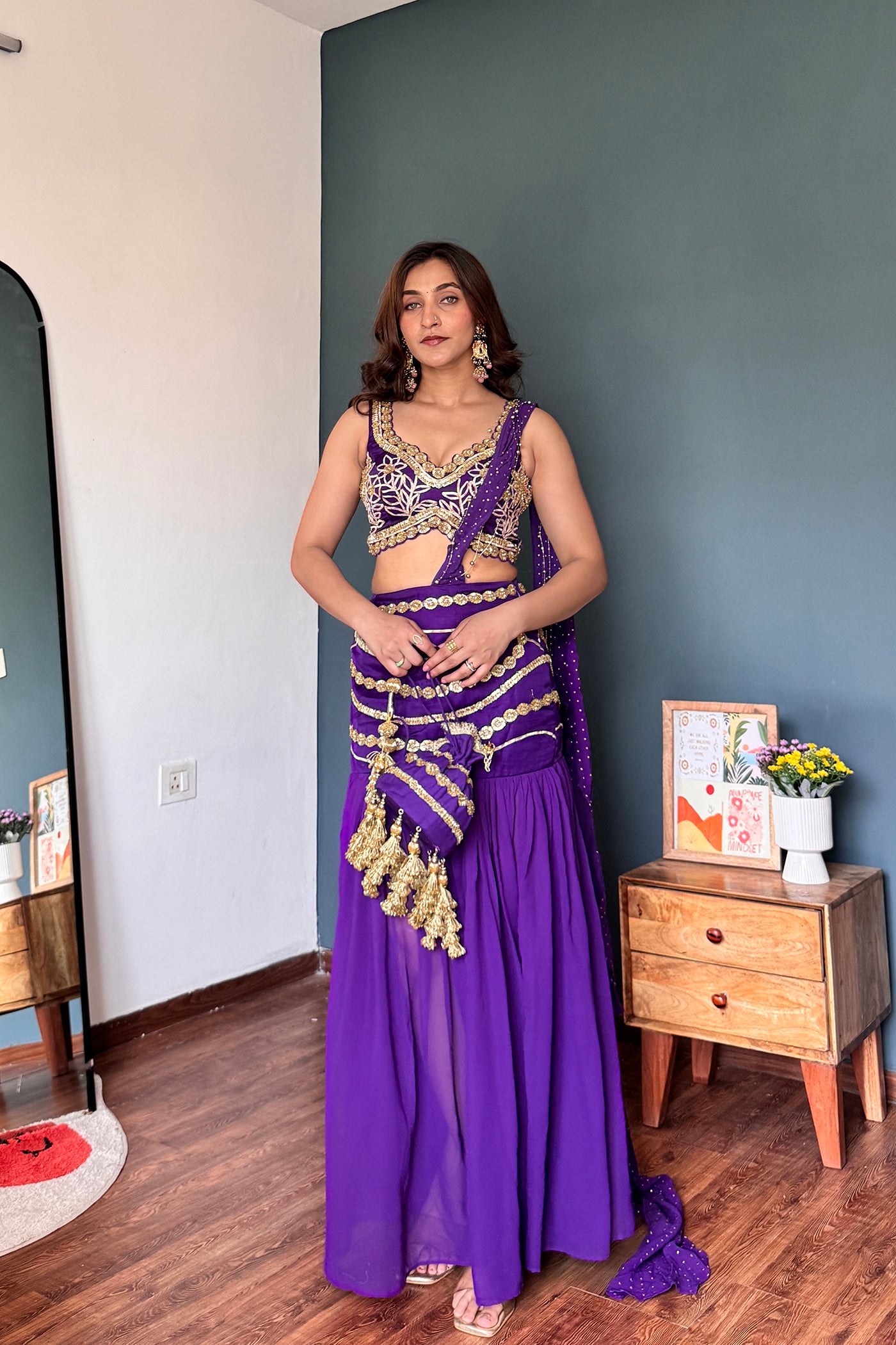 Violet Veda Draped Skirt Set
