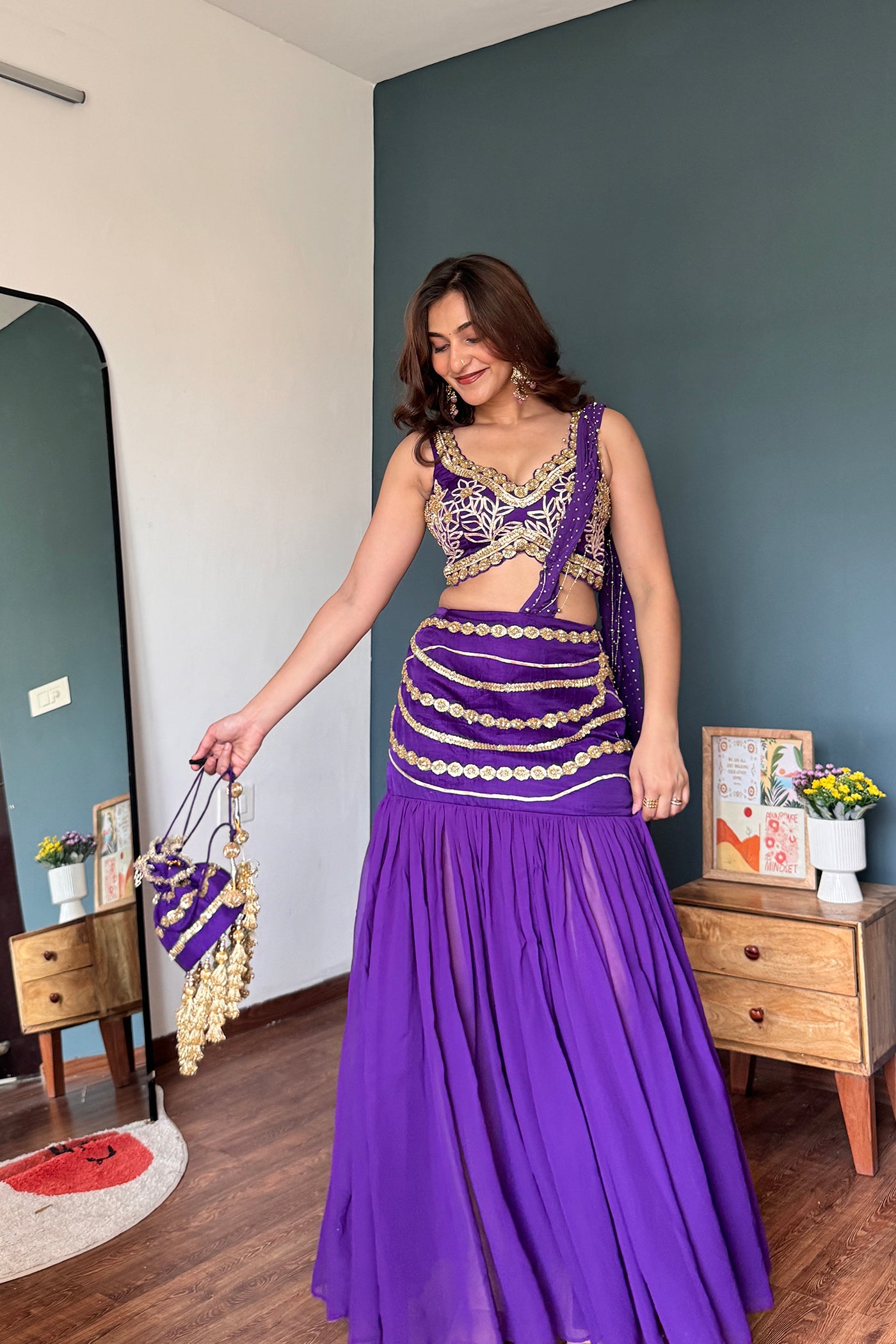 Violet Veda Draped Skirt Set