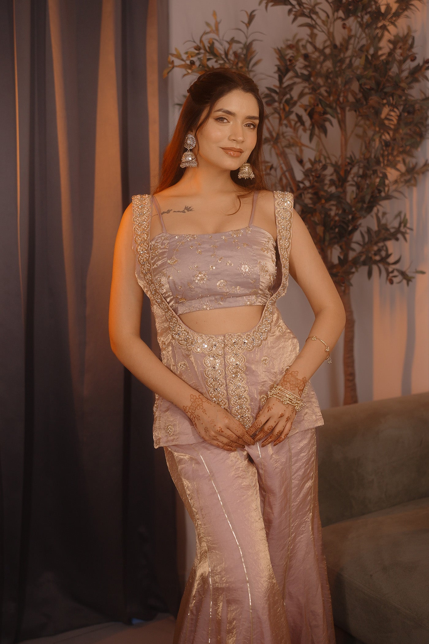 Noor-e-Rose Three Piece Palazzo Set