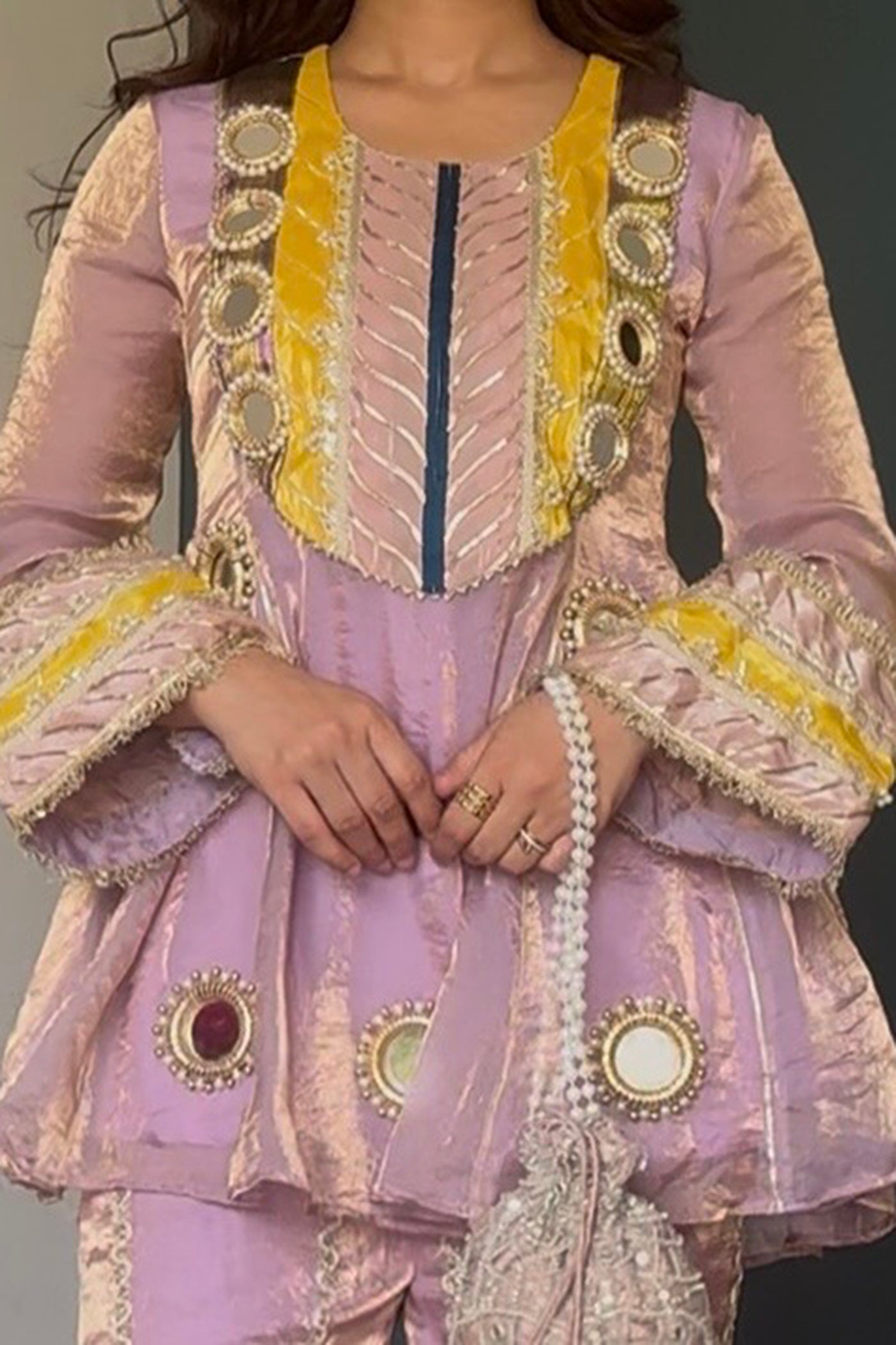 Lavender Noor Peplum & Flared Pants Set