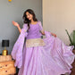 Lilac Gota Kurta Skirt