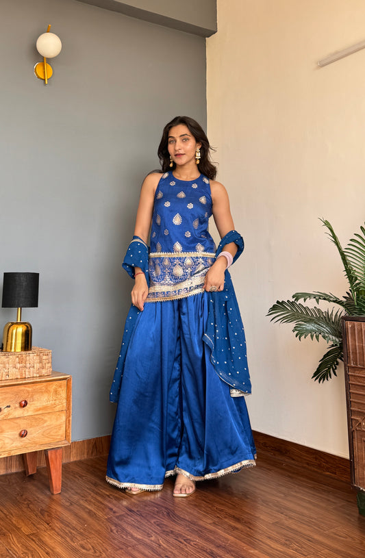 Neela Gold Sharara Kurta with Dupatta