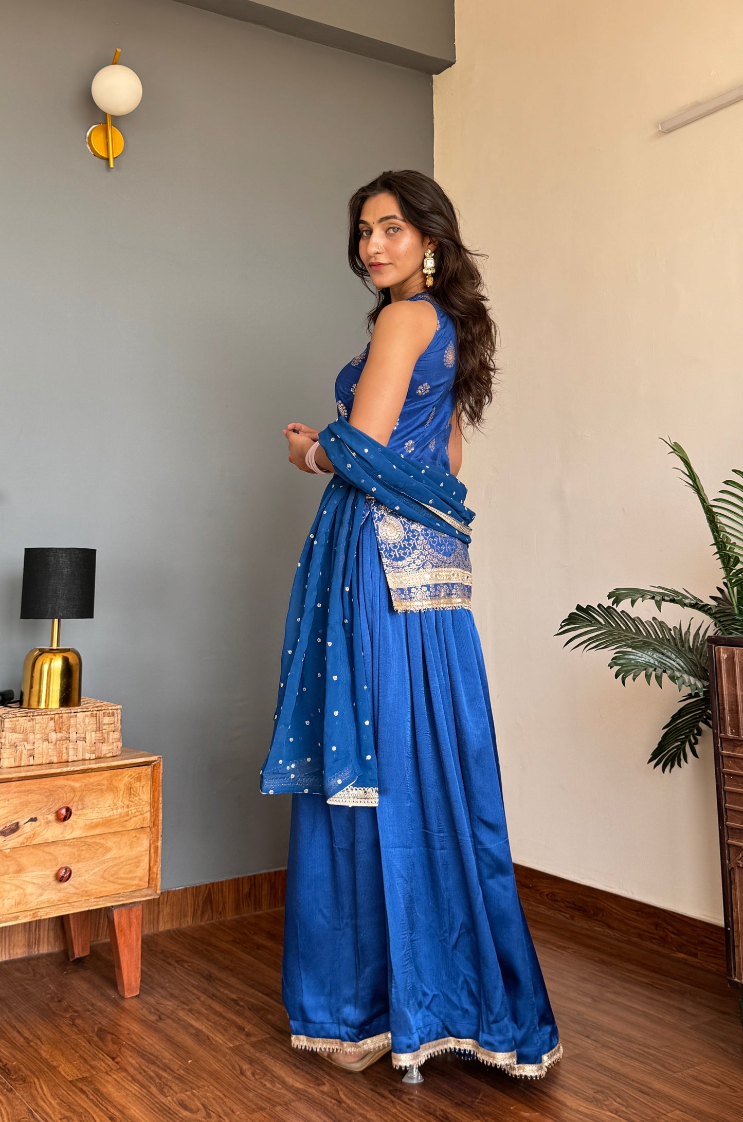 Neela Gold Sharara Kurta with Dupatta
