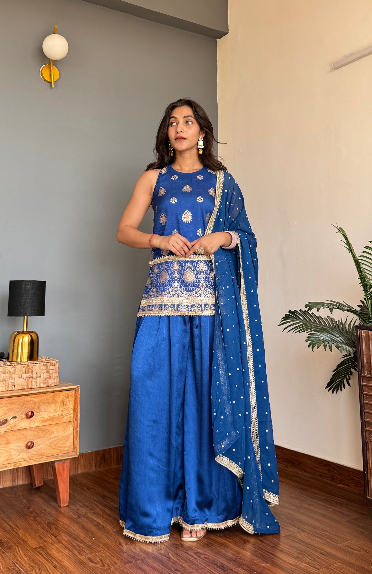 Neela Gold Sharara Kurta with Dupatta
