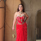 Ruhani Red Draped Skirt with Corset