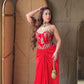 Ruhani Red Draped Skirt with Corset