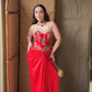 Ruhani Red Draped Skirt with Corset