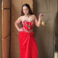 Ruhani Red Draped Skirt with Corset