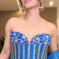 Blue Banarasi Chaska Set