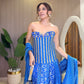 Blue Banarasi Chaska Set