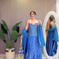 Blue Banarasi Chaska Set