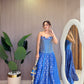 Blue Banarasi Chaska Set
