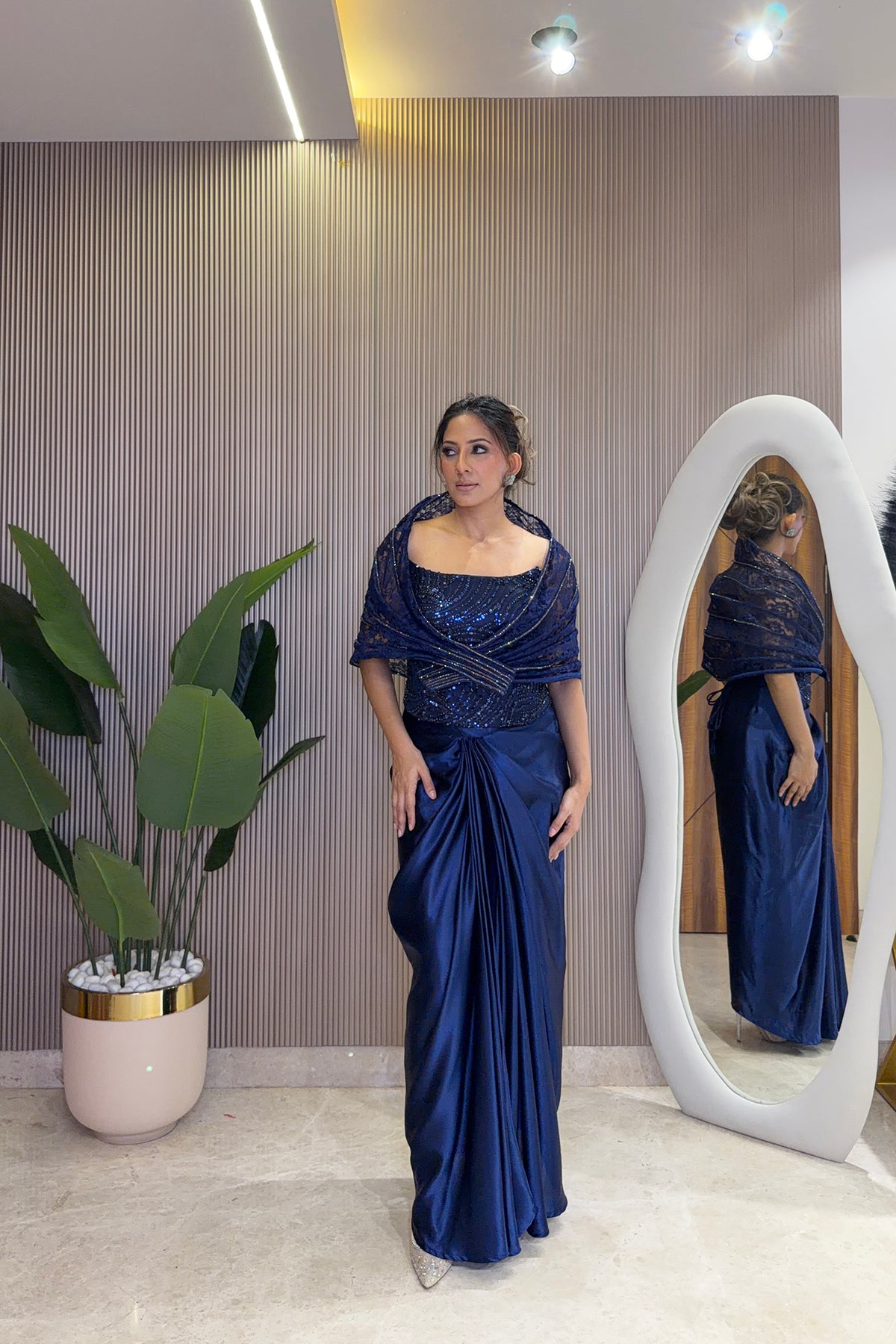 Midnight Nautanki Pre-Draped Saree Set