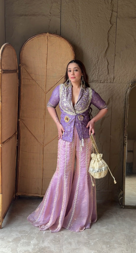 Lavender Ziya Jacket Sharara Set