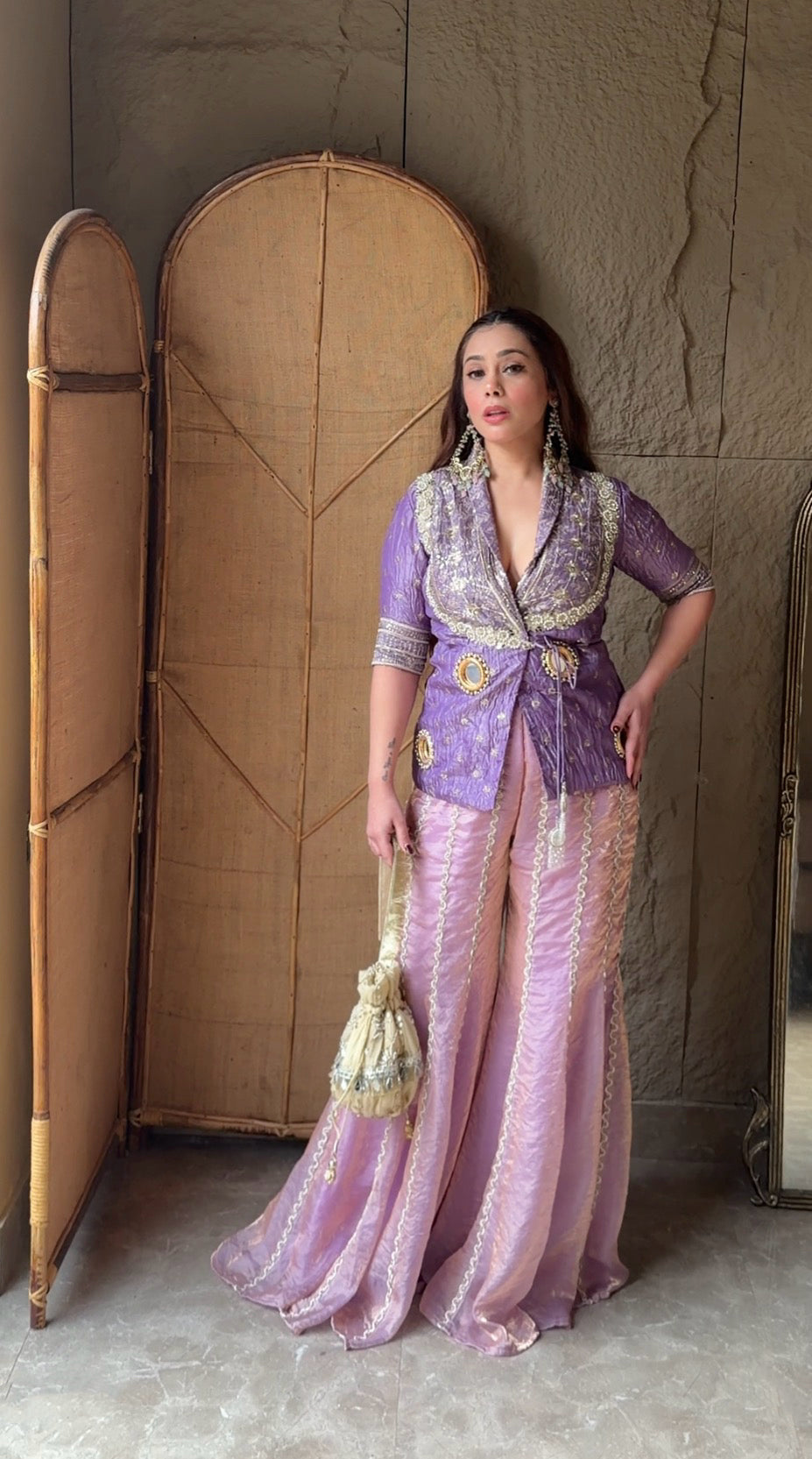 Lavender Ziya Jacket Sharara Set