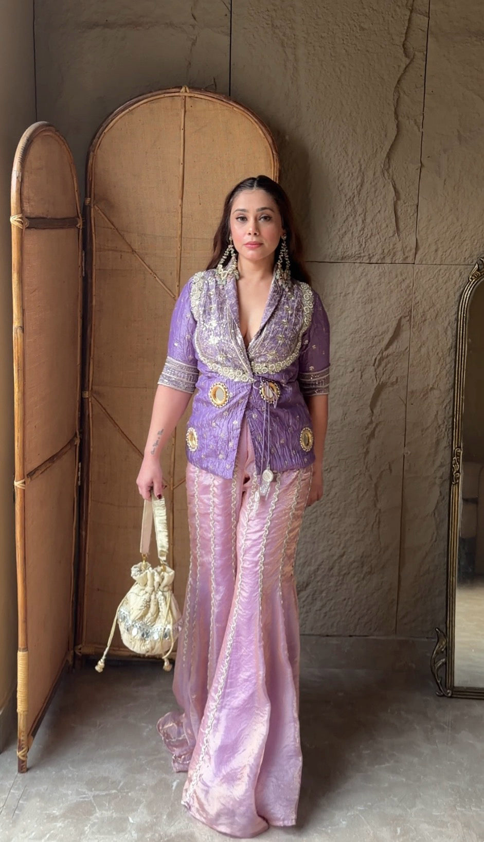Lavender Ziya Jacket Sharara Set