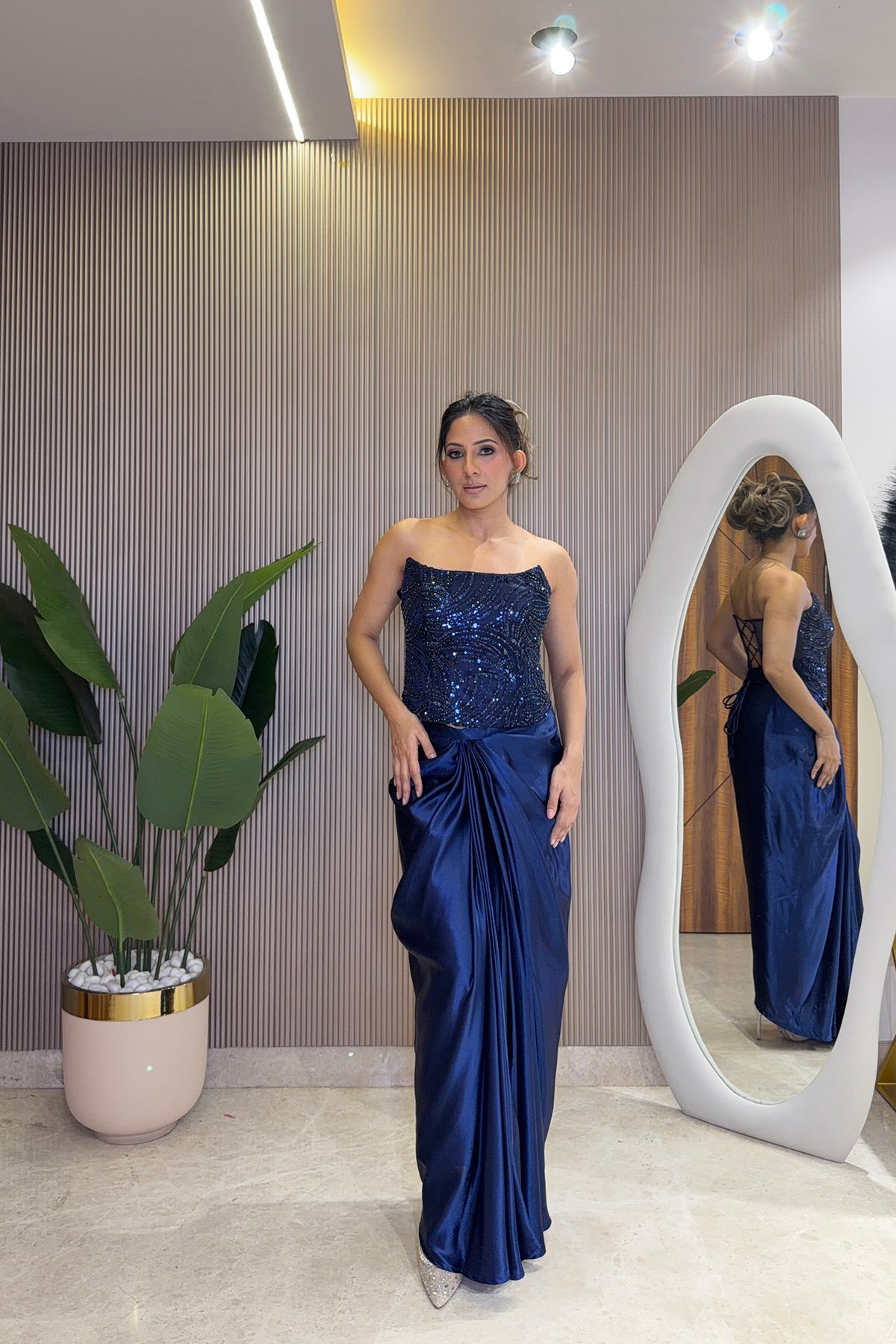 Midnight Nautanki Pre-Draped Saree Set