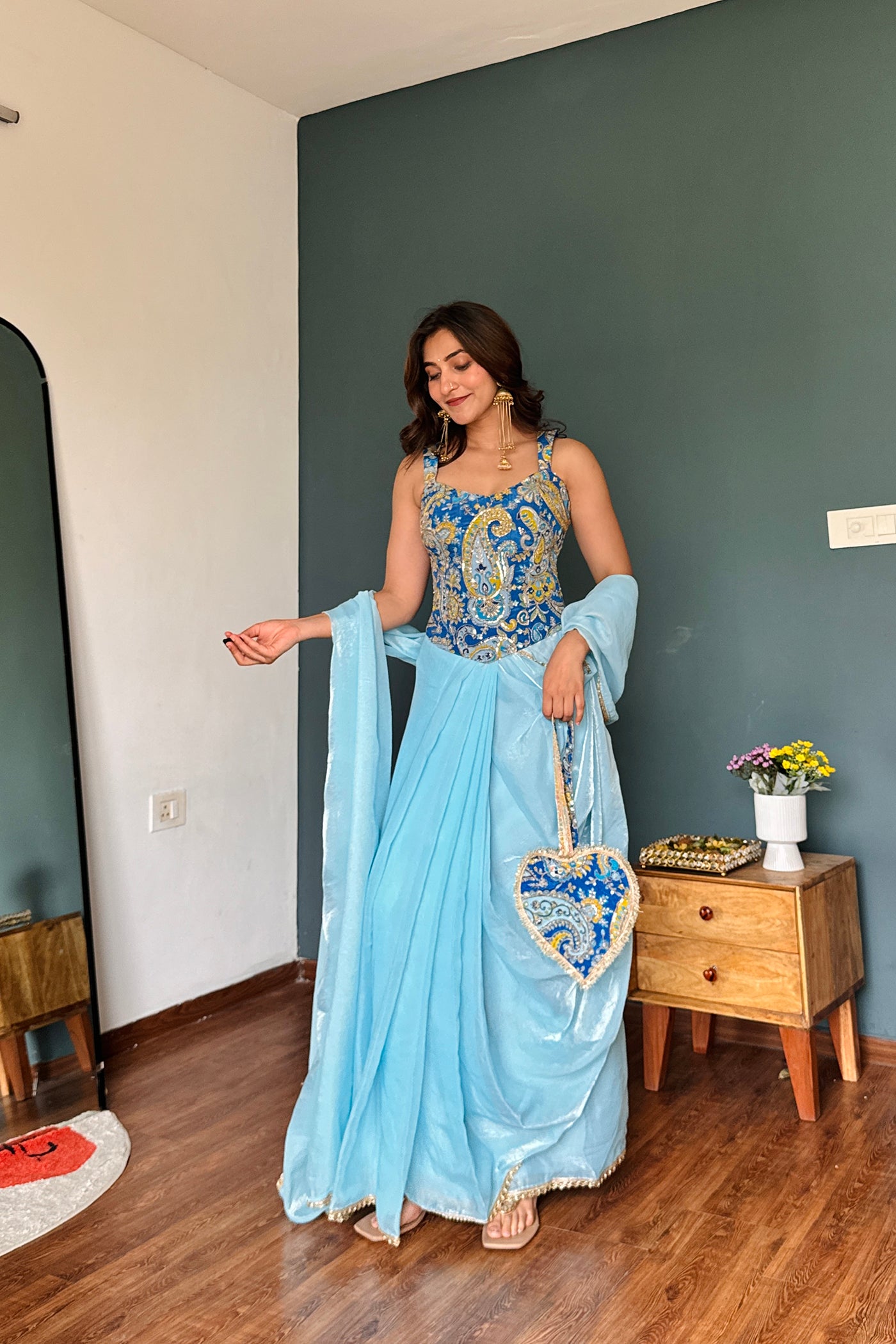 Azure Affair Drape Saree Set