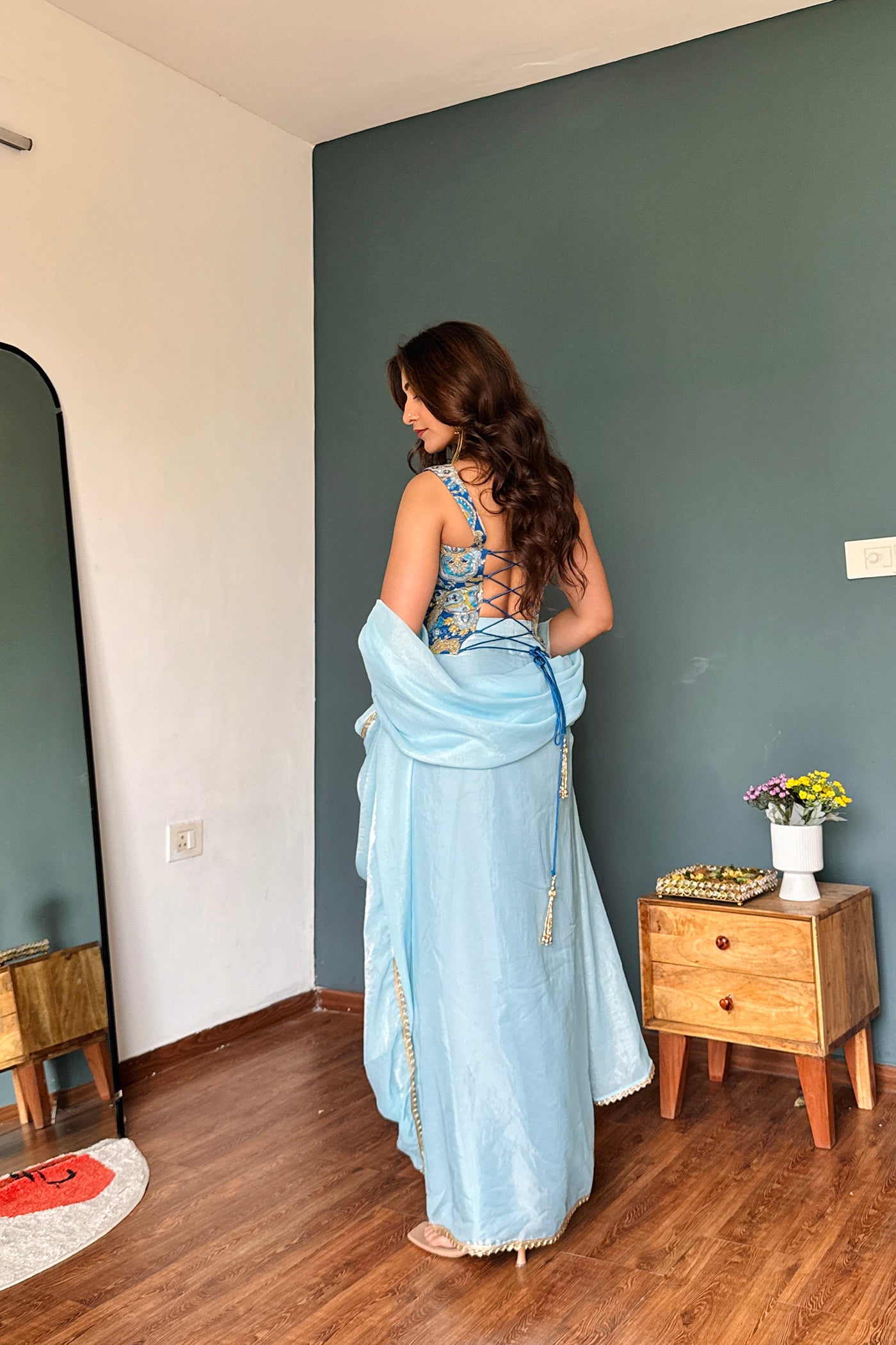 Azure Affair Drape Saree Set