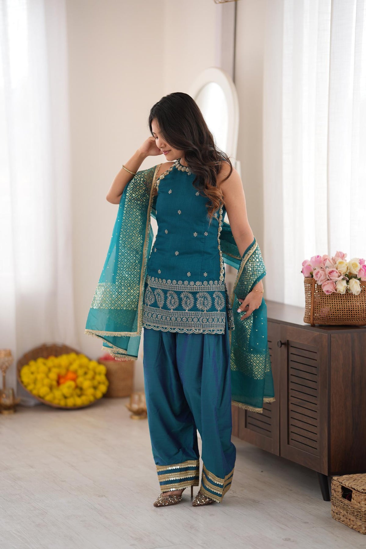 Teal Thumka Farshi Salwar Set