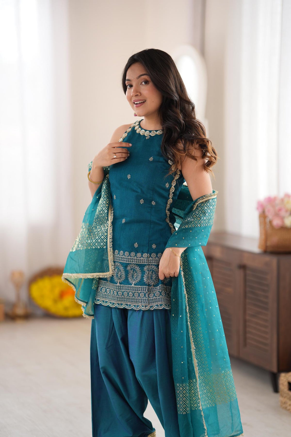 Teal Thumka Farshi Salwar Set