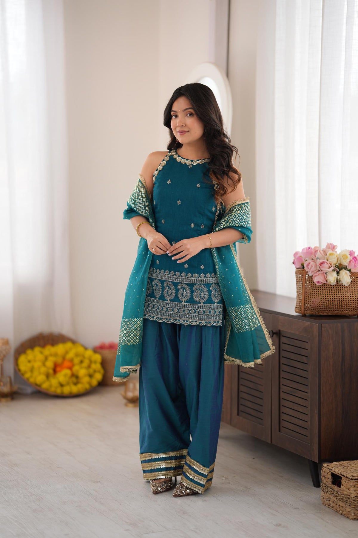 Teal Thumka Farshi Salwar Set