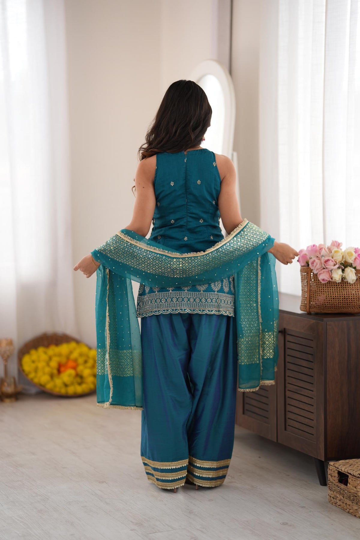 Teal Thumka Farshi Salwar Set