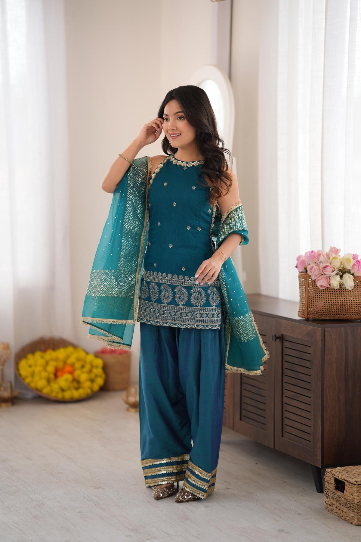 Teal Thumka Farshi Salwar Set