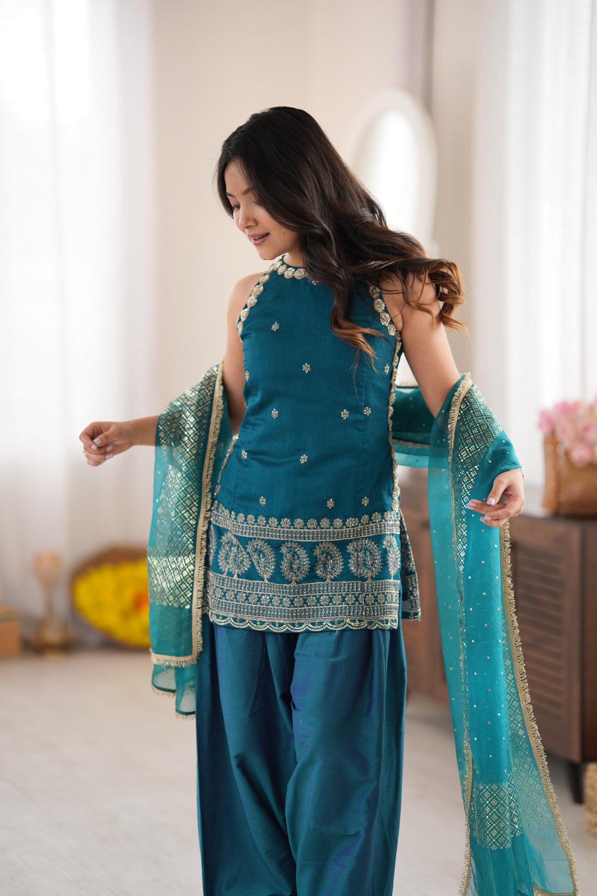 Teal Thumka Farshi Salwar Set