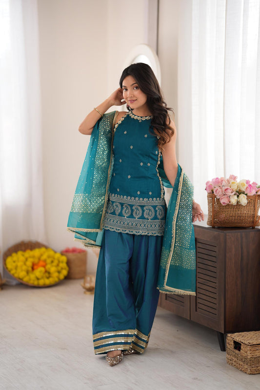 Teal Thumka Farshi Salwar Set