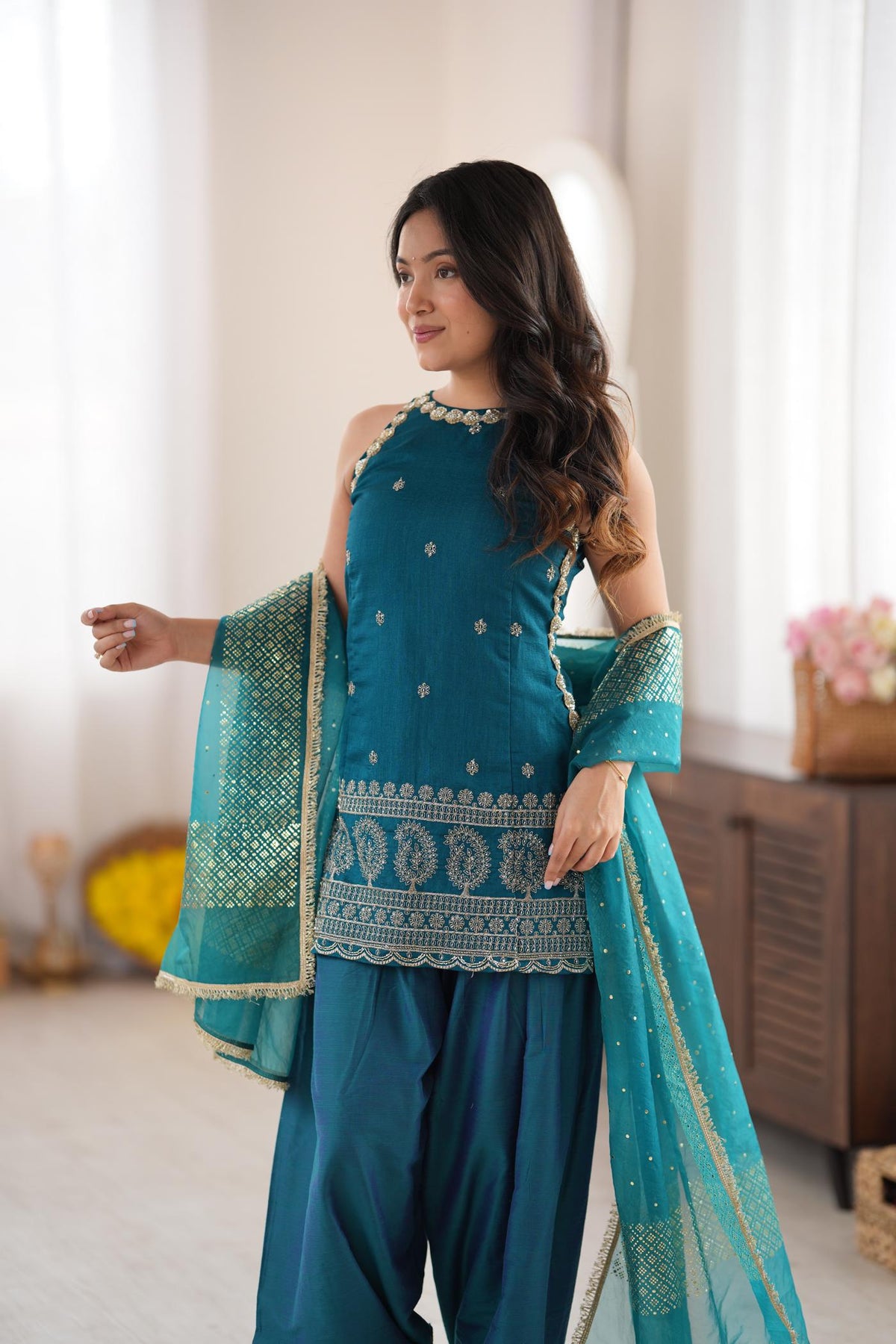 Teal Thumka Farshi Salwar Set