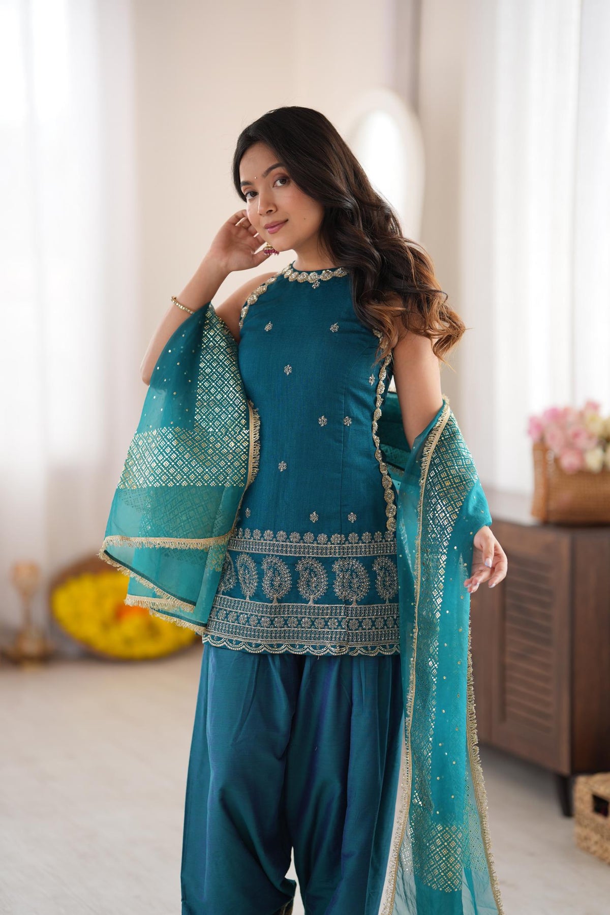 Teal Thumka Farshi Salwar Set