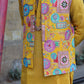 Multi Coloured Embroidery Work On Yellow Koti , Kurta And Pant