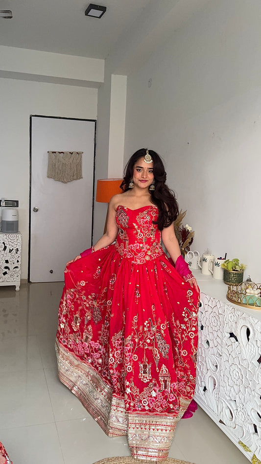 Laal Noor Embroidered Bridal Lehenga Set