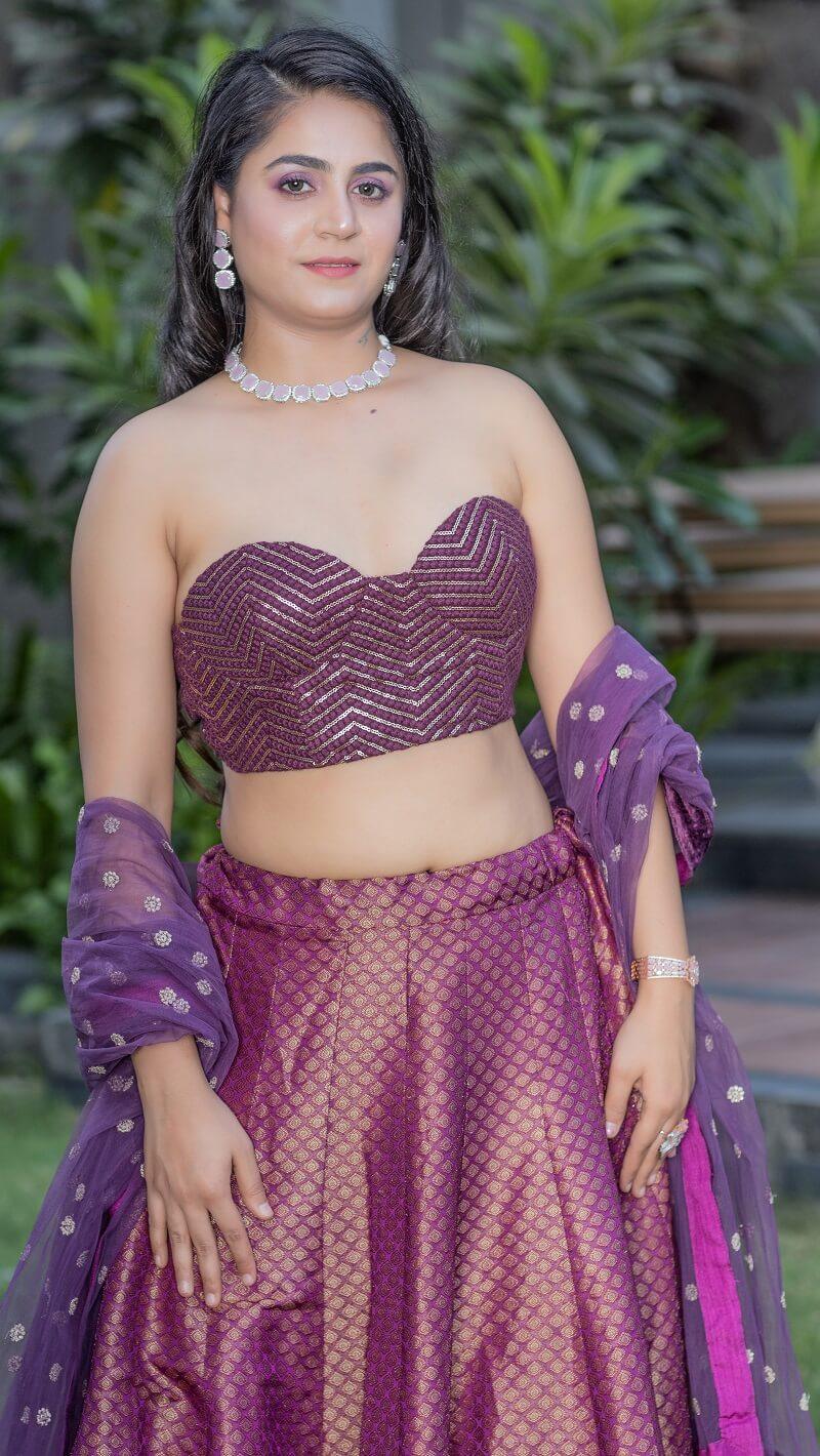 Indo-Western Wine Lehenga And Golden Jacket - Kzari - The Design Studio