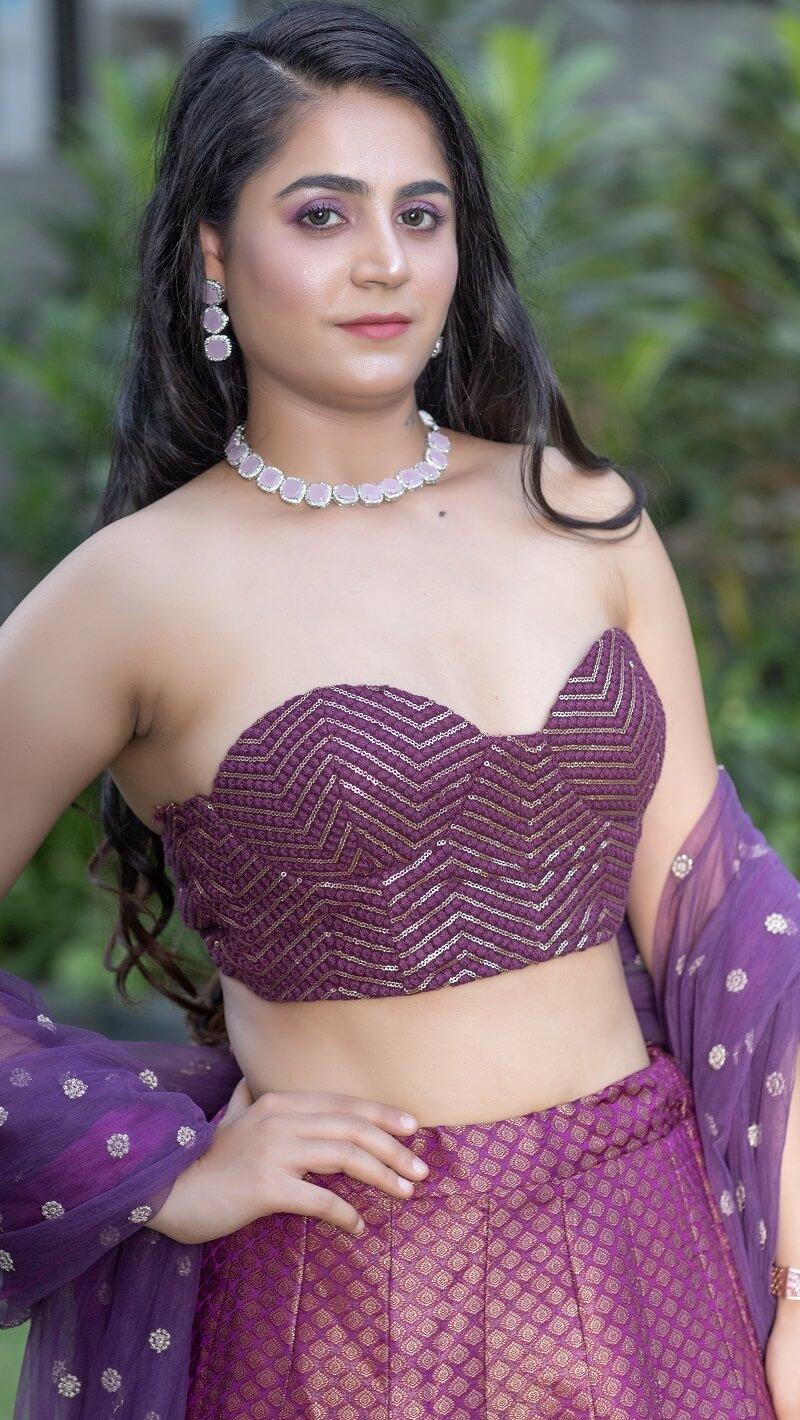 Indo-Western Wine Lehenga And Golden Jacket - Kzari - The Design Studio