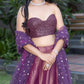 Indo-Western Wine Lehenga And Golden Jacket - Kzari - The Design Studio