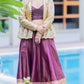 Indo-Western Wine Lehenga And Golden Jacket - Kzari - The Design Studio