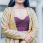 Indo-Western Wine Lehenga And Golden Jacket - Kzari - The Design Studio