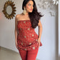 Rust Drama Crush Silk Set