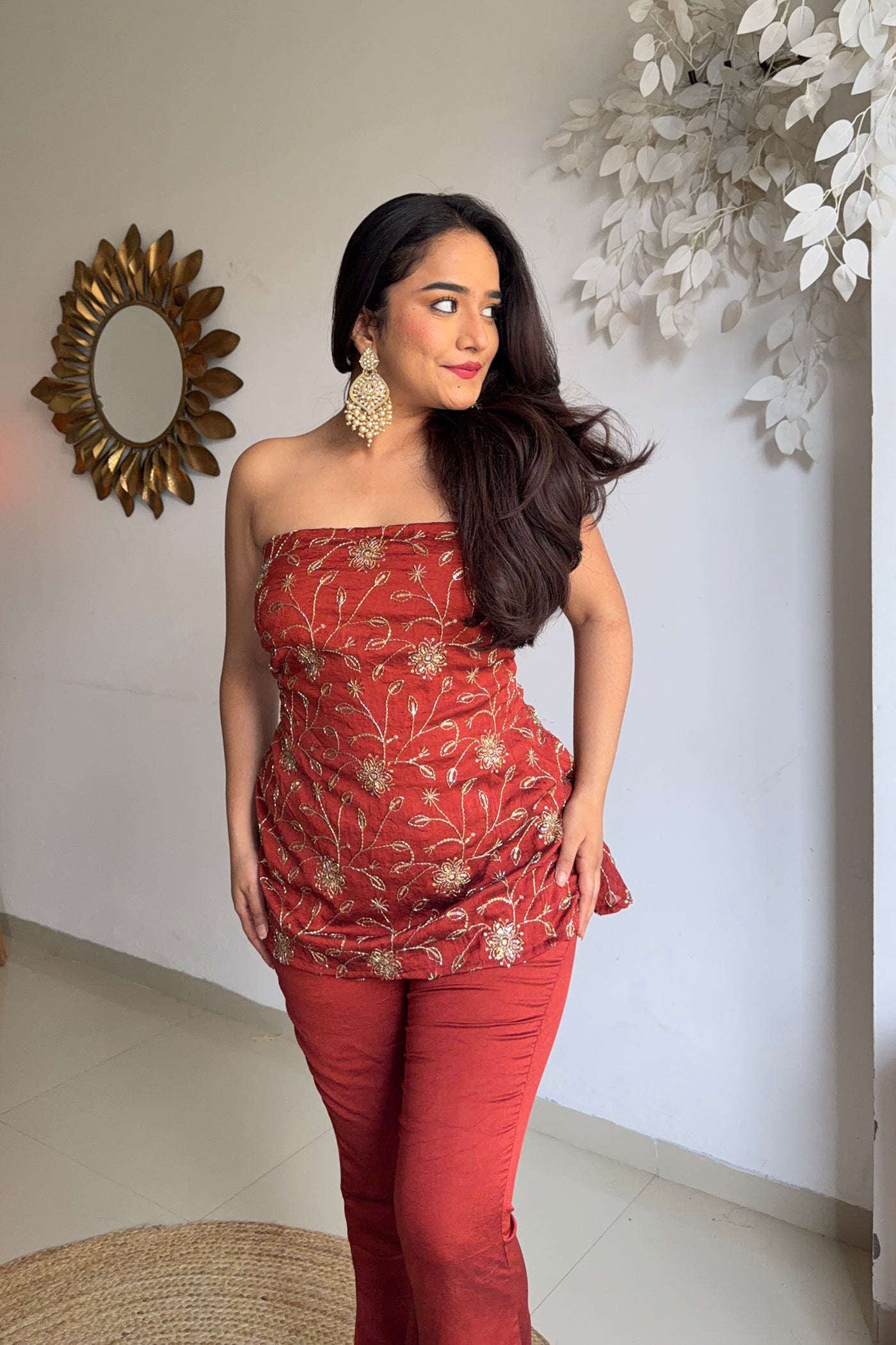 Rust Drama Crush Silk Set