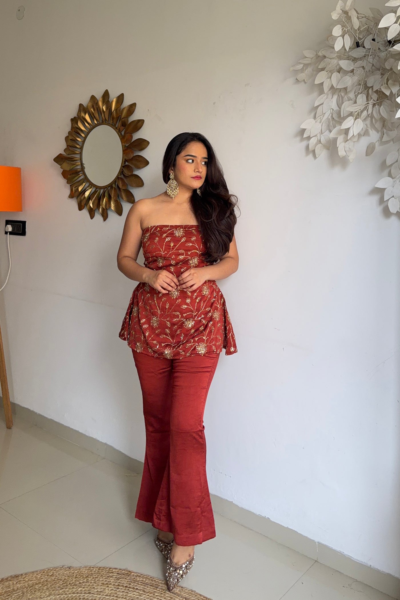 Rust Drama Crush Silk Set